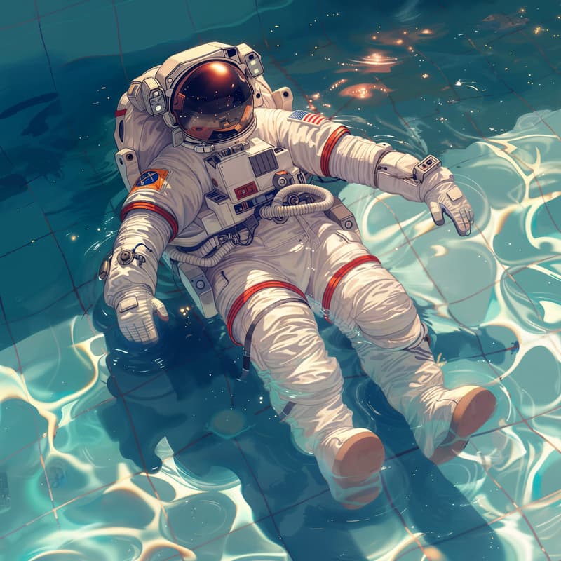 Astronaut floating in Lunaprise commemorative artwork